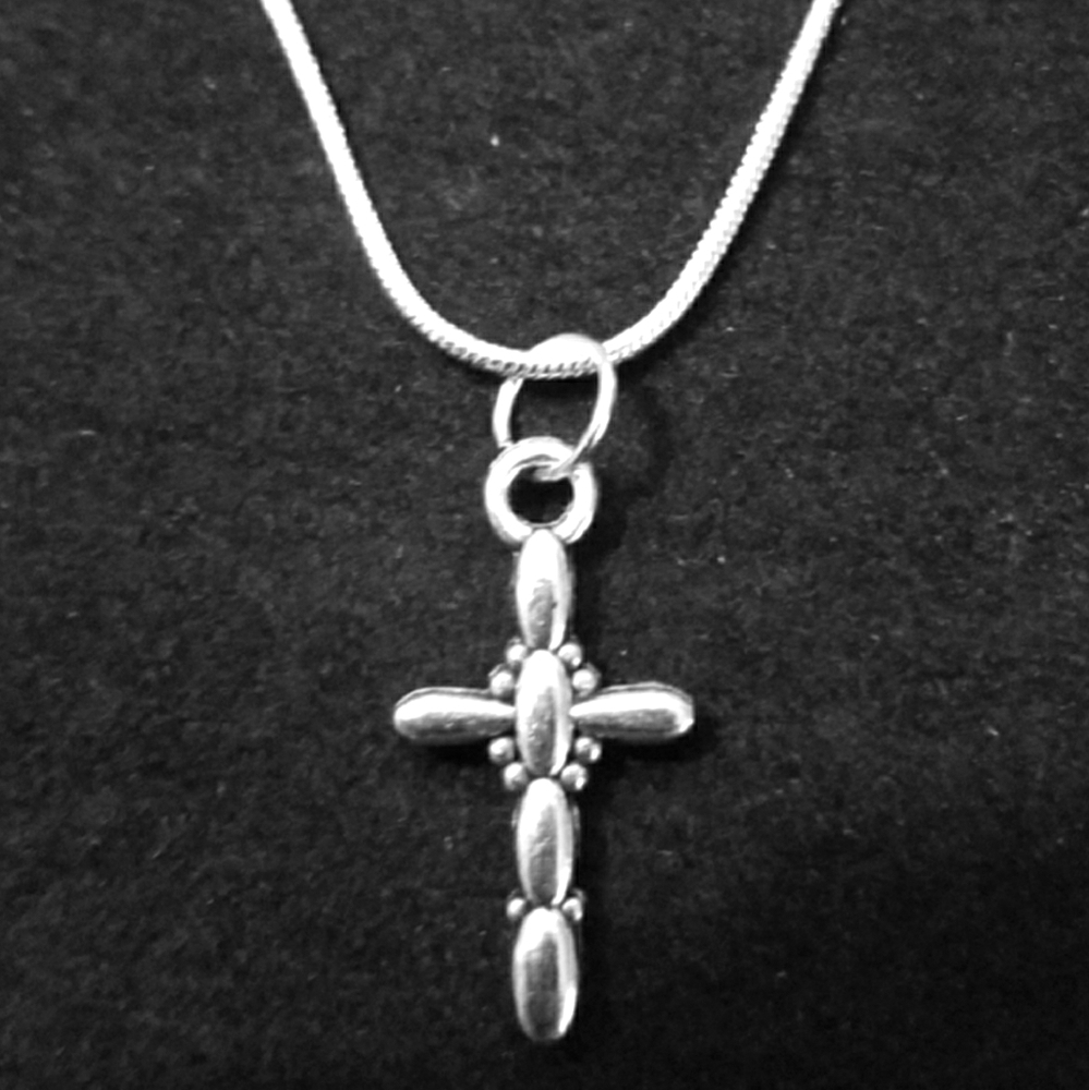 Star Burst Bubble Cross .925 Sterling Silver Neckl